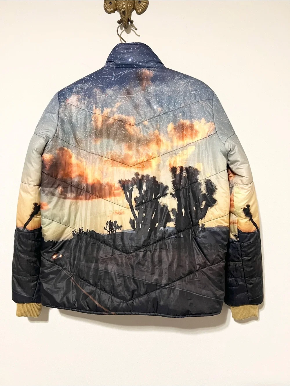 MOTHER The Two Faced Reversible Puffer Jacket Coat Tie Dye Joshua Trees SMALL D